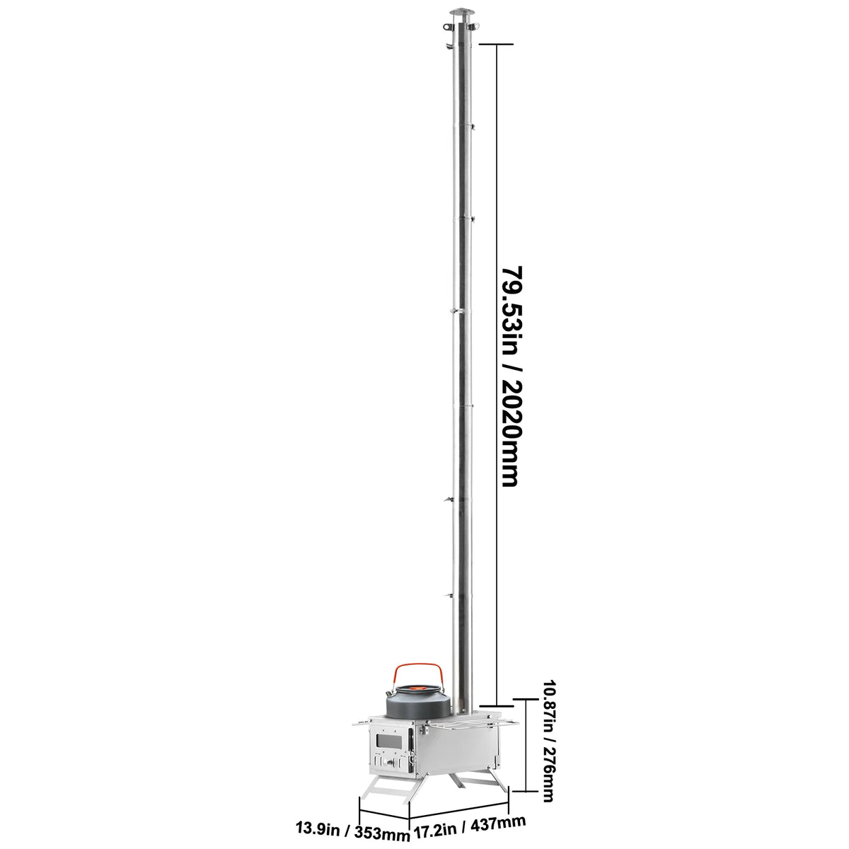 SucceBuy Portable Camping Wood Stove With Chimney Pipes And Gloves