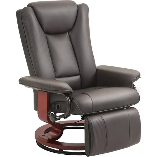 Manual Swivel Recliner Chair With PU Leather Footrest