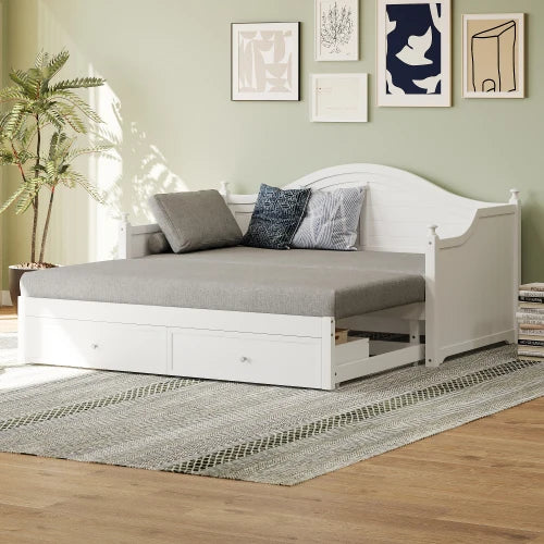 Wood Daybed With Storage Drawers Sofa Bed For Living Room