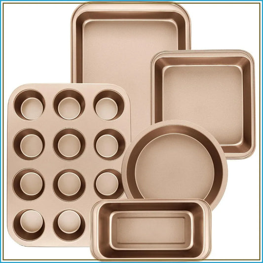5-Piece Nonstick Baking Set With Round Loaf Muffin Roast Pans