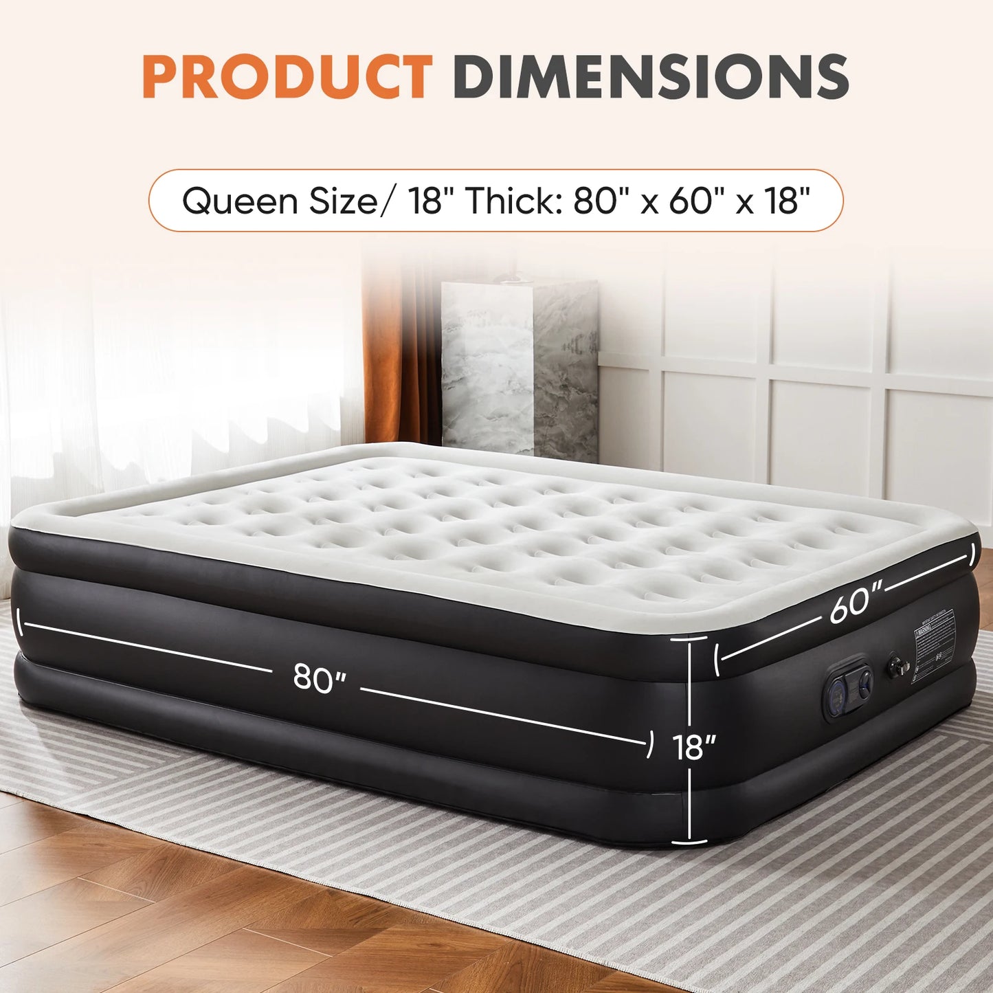 MCQ Air Mattress With Built In Pump Non Slip Bottom