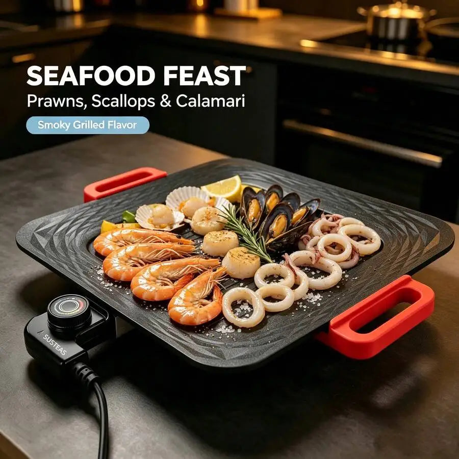 XMSJ 1500W Electric Griddle With Nonstick Surface And Temperature Control