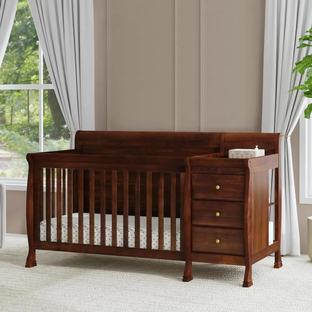 US Shipping 4 In 1 Convertible Baby Crib With Table