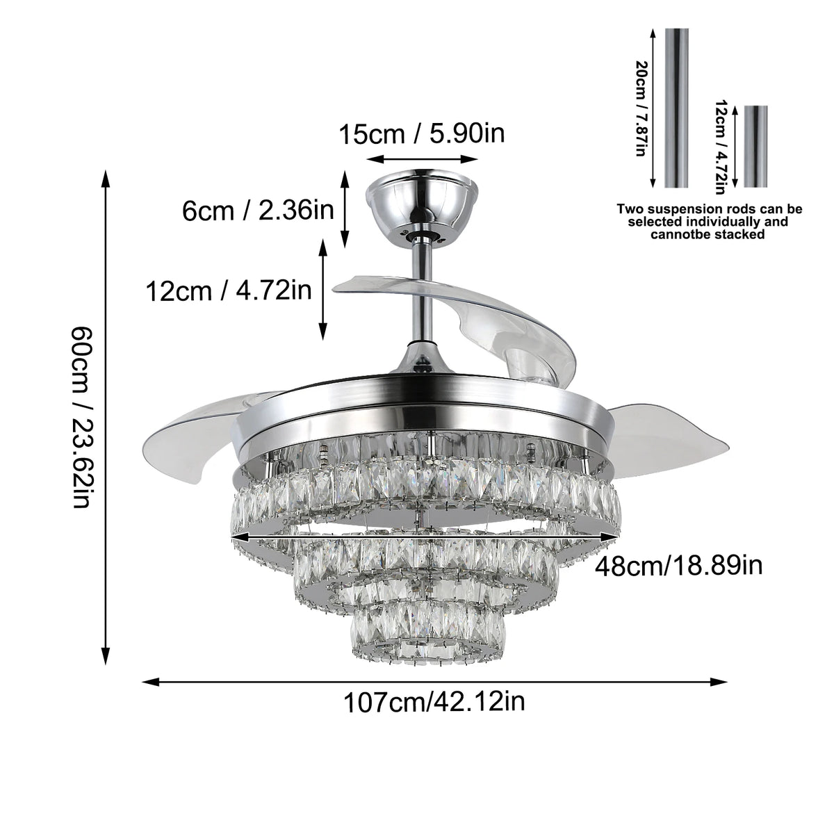 Vetulus Modern LED Ceiling Fan With Remote Control And Lighting