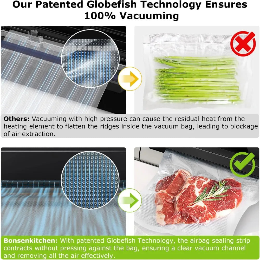 XMSJ Bonsenkitchen Vacuum Sealer Machine With Globefish Technology