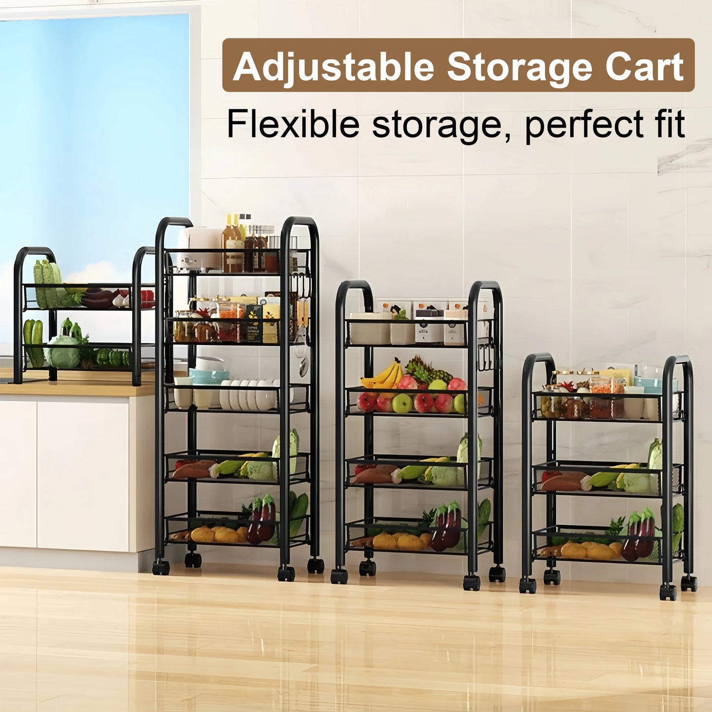 Multilayer Kitchen Storage Cart On Wheels For Fruit And Vegetables