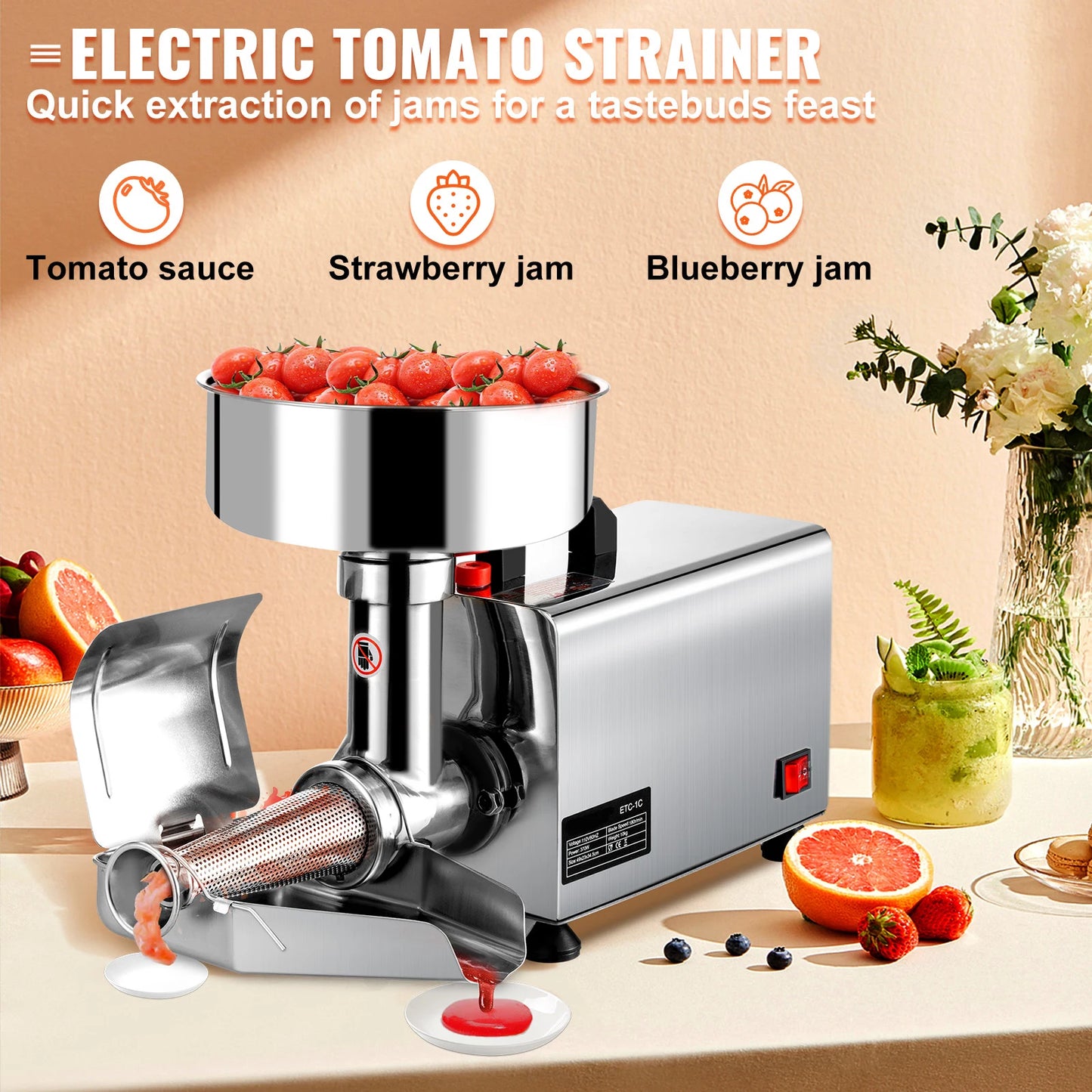VEVOR Electric Fruit Press Strainer Machine 90 To 160 KgPerHour