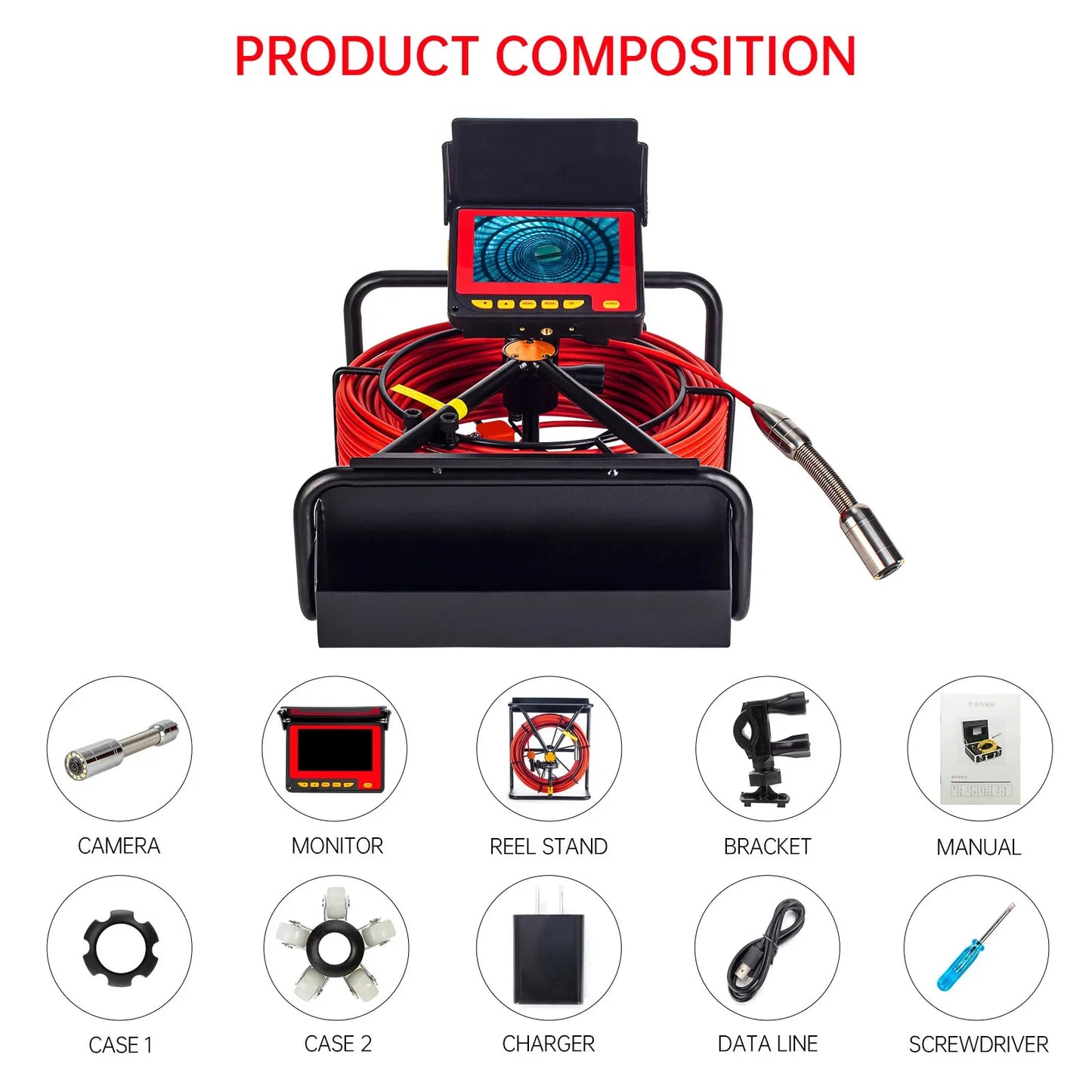 SYANSPAN 23mm Pipe Inspection Camera With 16GB DVR SD