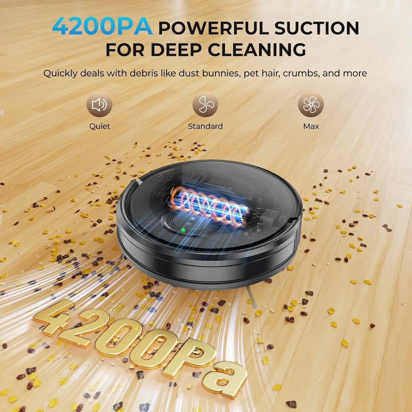 XMSJ 2 In 1 Robot Vacuum And Mop Combo With 4200Pa Suction