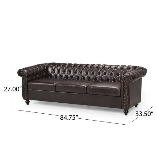 Chesterfield Sofa With Button Tufting Nailhead Trim Scrolled Arms