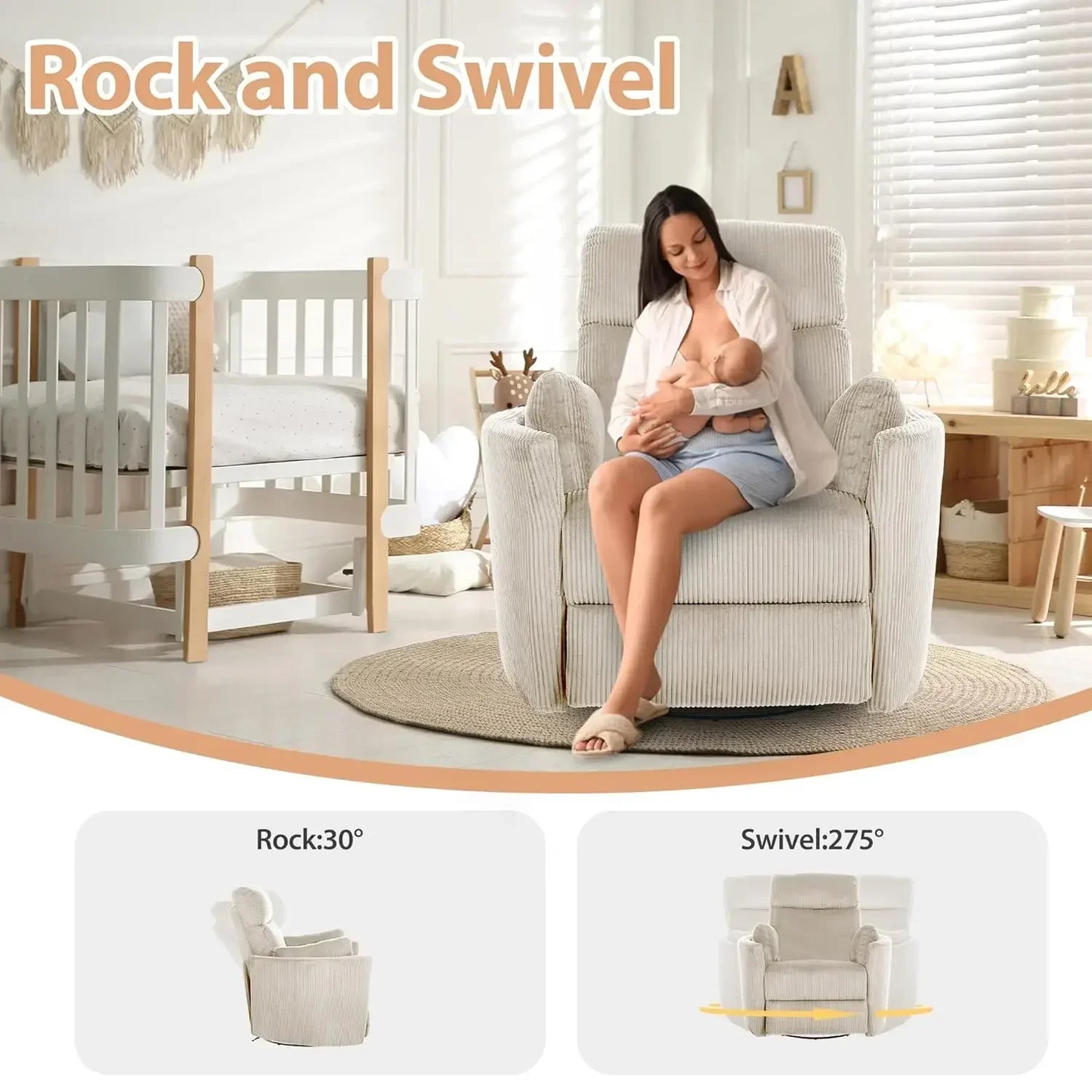 Electric Rocking Recliner With Power Swivel Nursery Glider