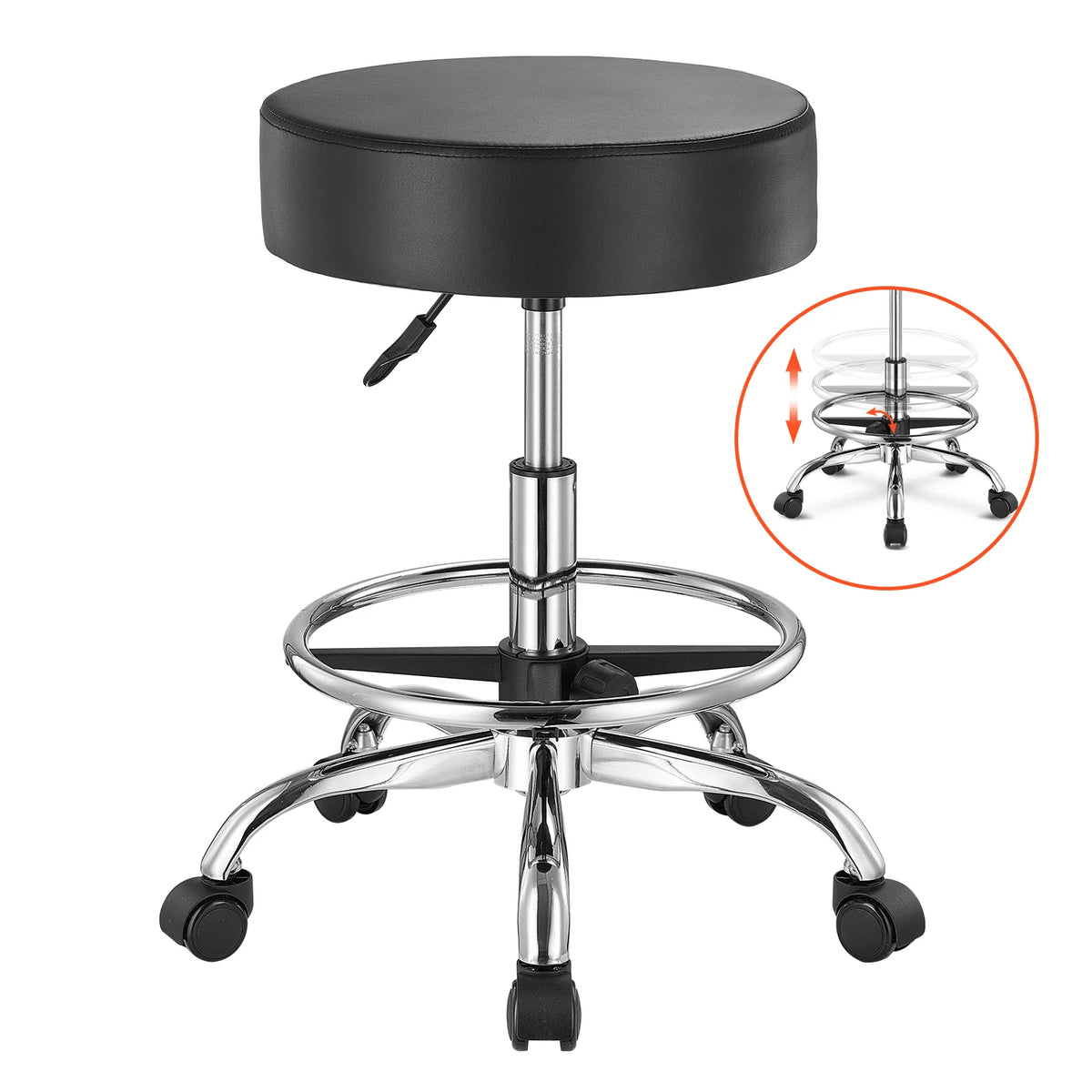 SucceBuy Adjustable Rolling Stool Chair for Salon Spa Tattoo Clinic
