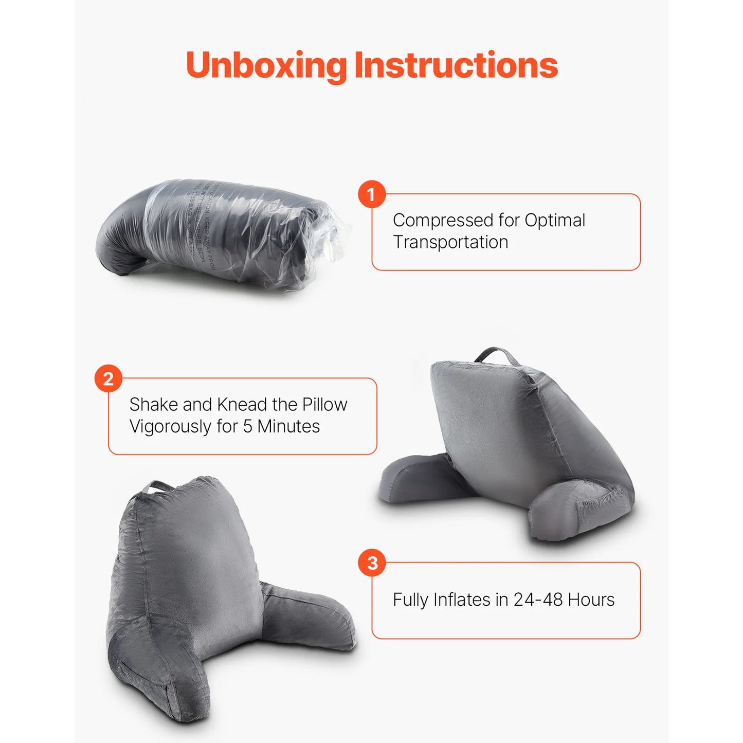 SucceBuy Reading Pillow With Shredded Memory Foam Pockets And Handle
