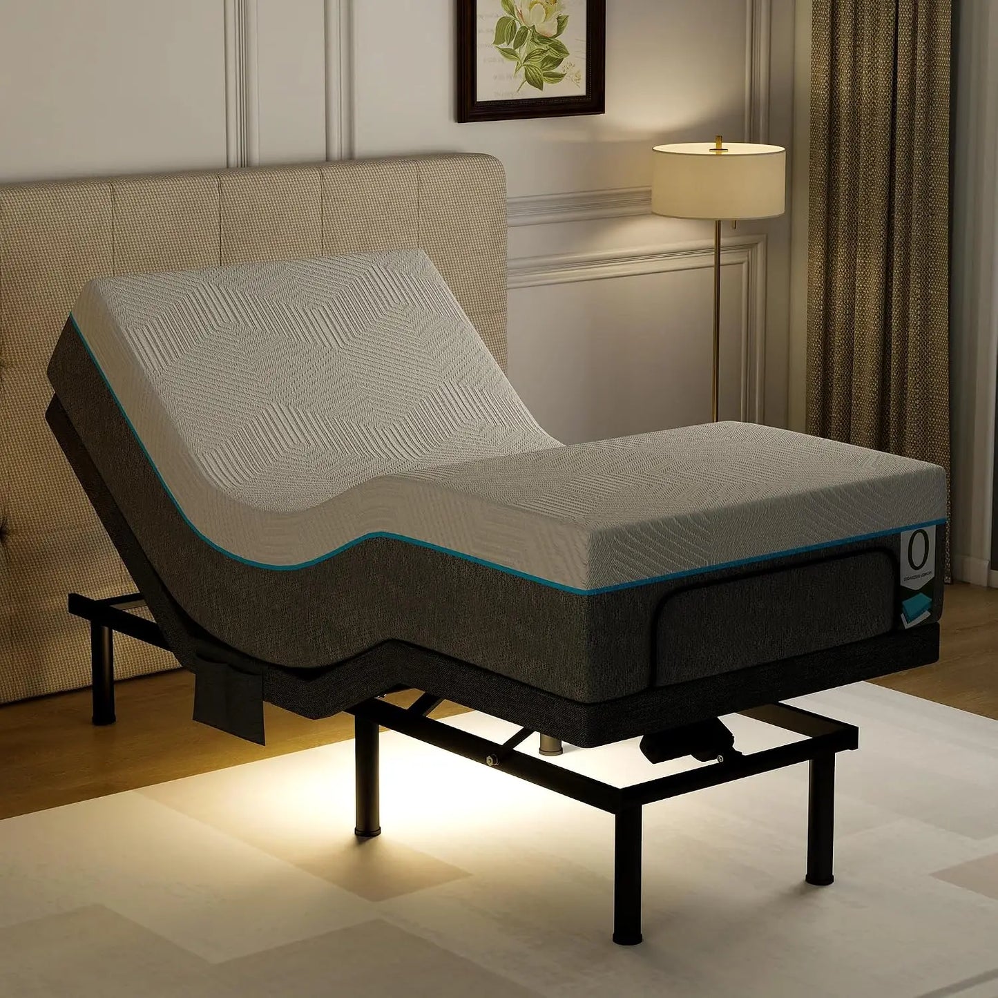Adjustable Bed Frame With Gel Memory Foam Mattress