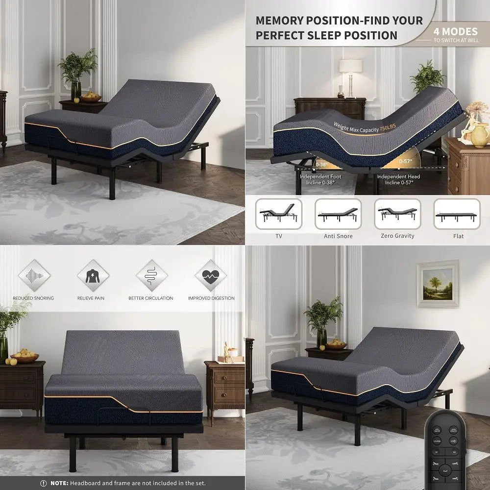 Adjustable Bed Frame With CopperGel Memory Foam Mattress And Wireless Remote