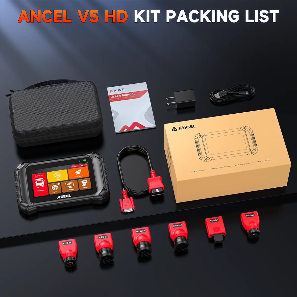 ANCEL V5 HD Heavy Duty Truck Bi Directional Diagnostic Scanner