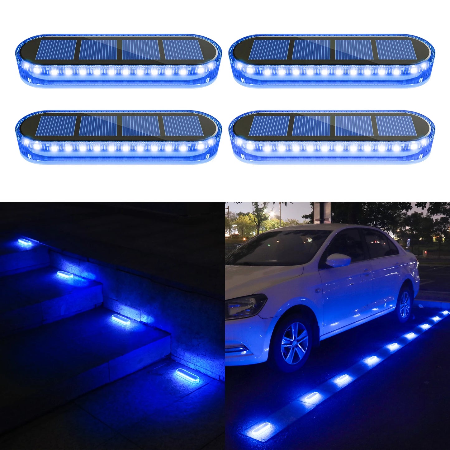 Solar LED Deck Lights Auto On Off IP68 Waterproof Outdoor 4 Pack