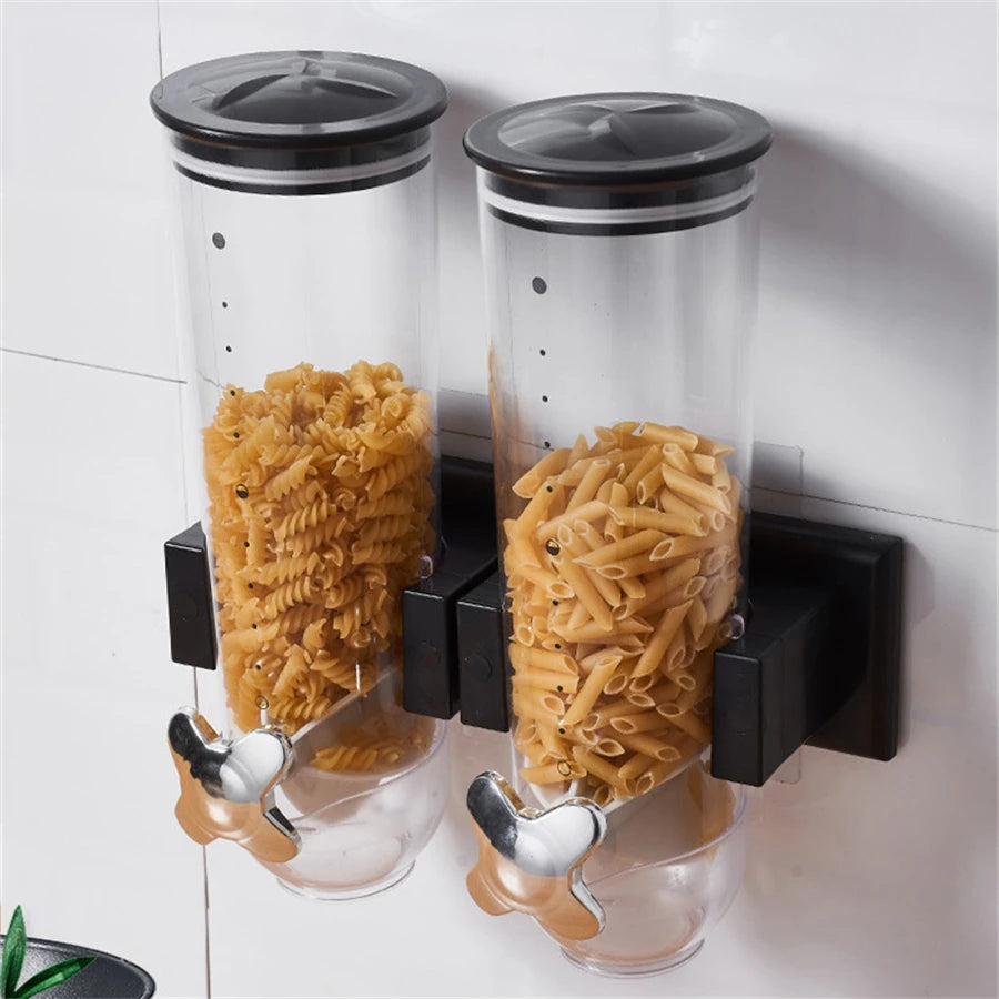 Wall Mounted 2 Barrel Cereal Dispenser For Grains And Beans