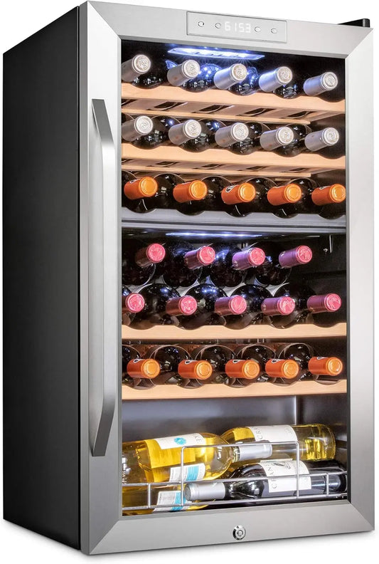 XMSJ Dual Zone Wine Cooler With Lock 41 To 64 Fahrenheit Digital Control