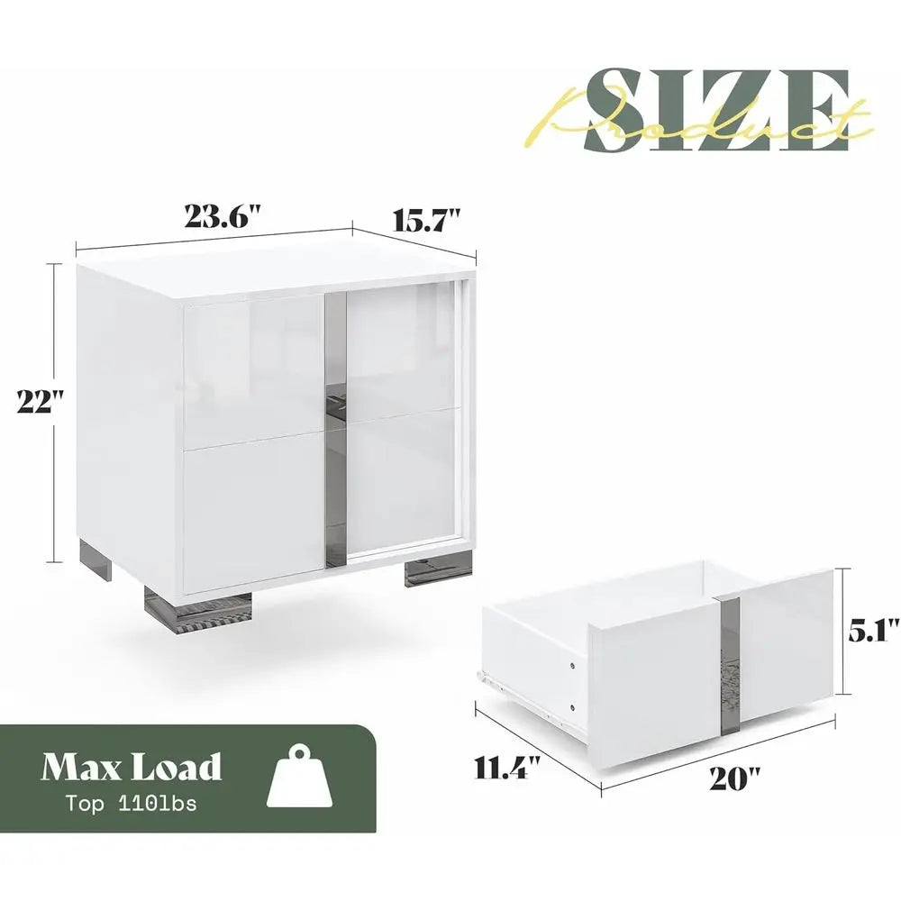 White 3 Piece Bedroom Set With Nightstands And Dresser
