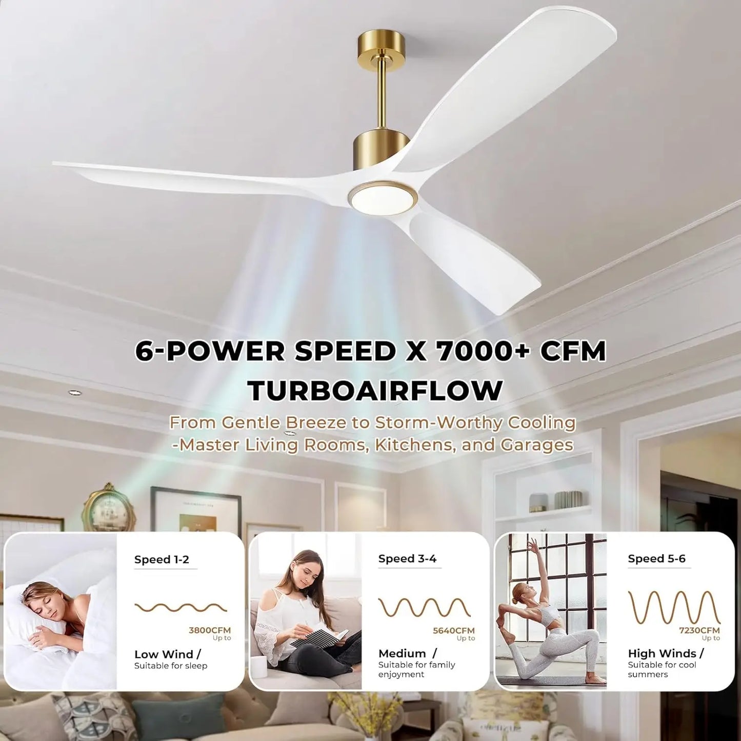 XMSJ Modern Ceiling Fan With Lights Smart App DC Motor