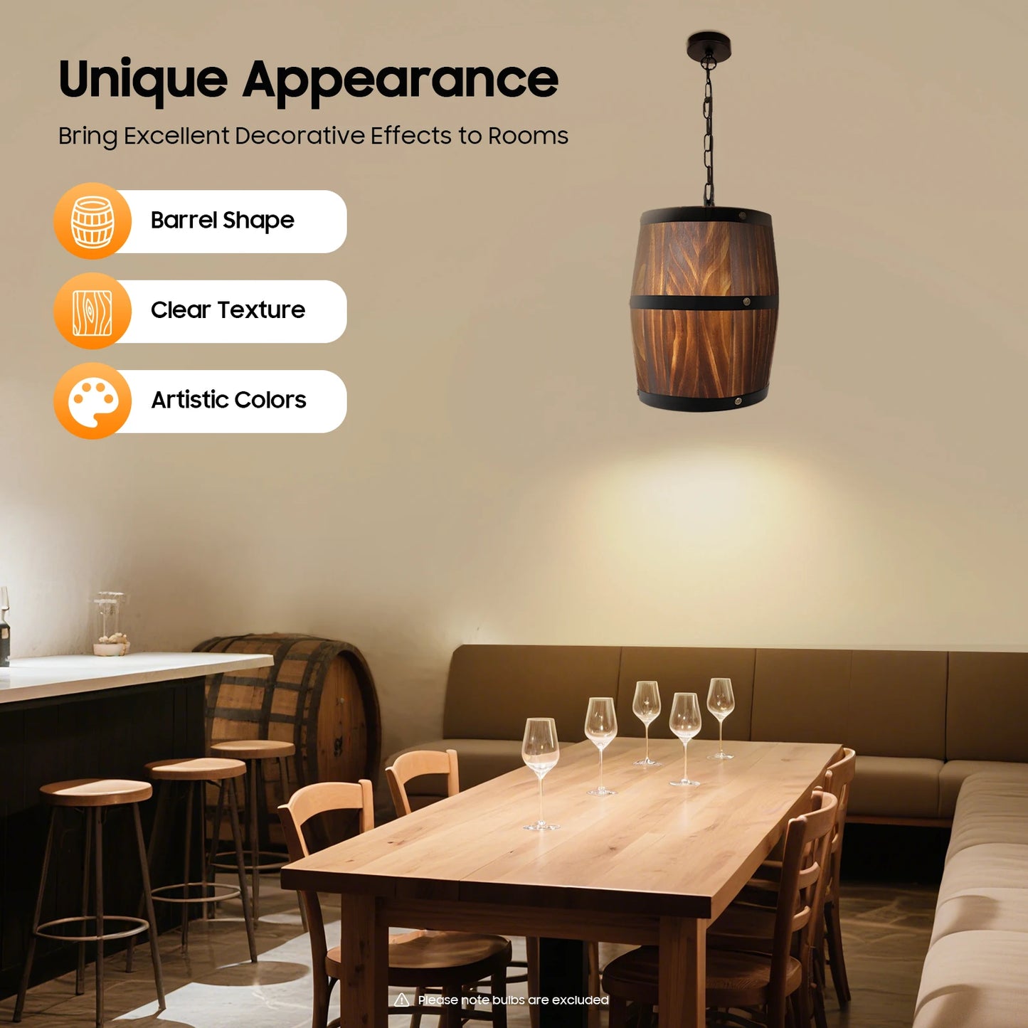 Wooden Barrel Chandelier Industrial Farmhouse Ceiling Light