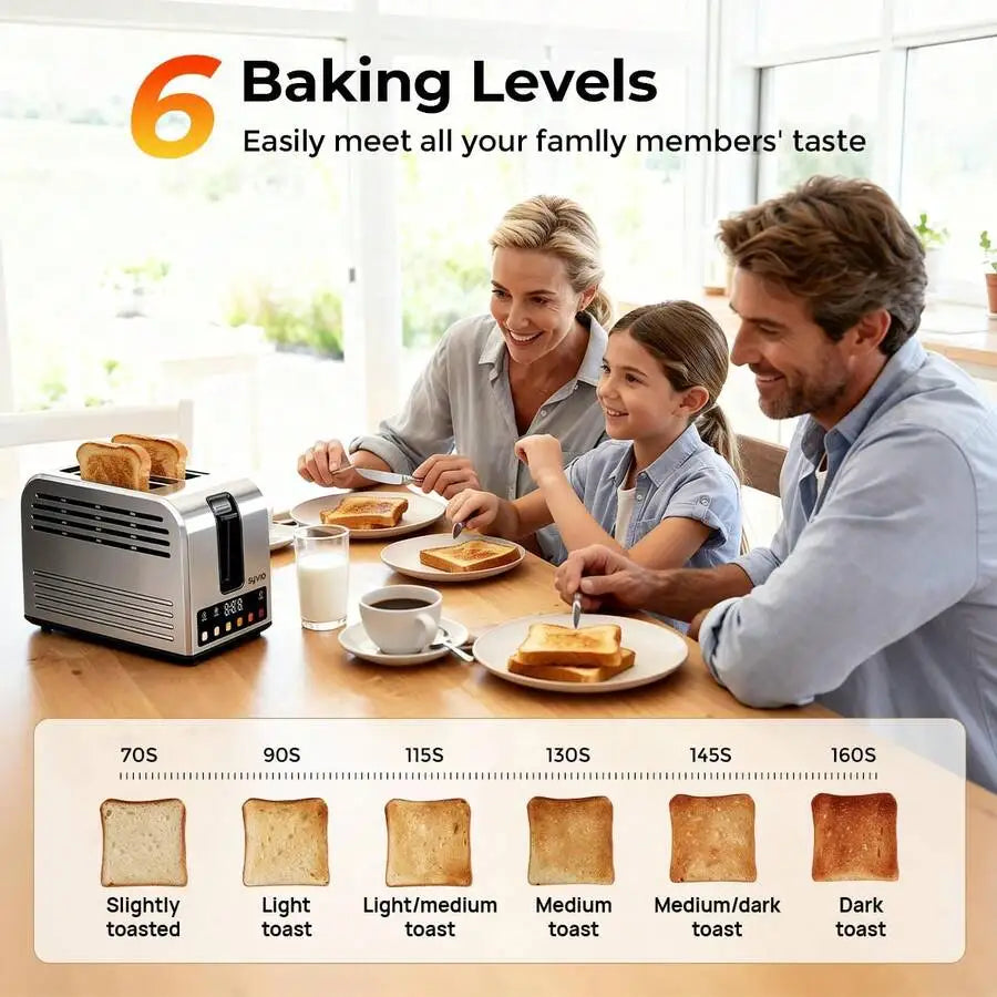 XMSJ Touchscreen Stainless Steel Toaster With 5 Bread Types