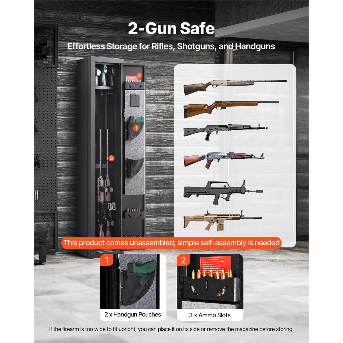 SucceBuy Steel Gun Safe With Keypad Adjustable Rifle Racks