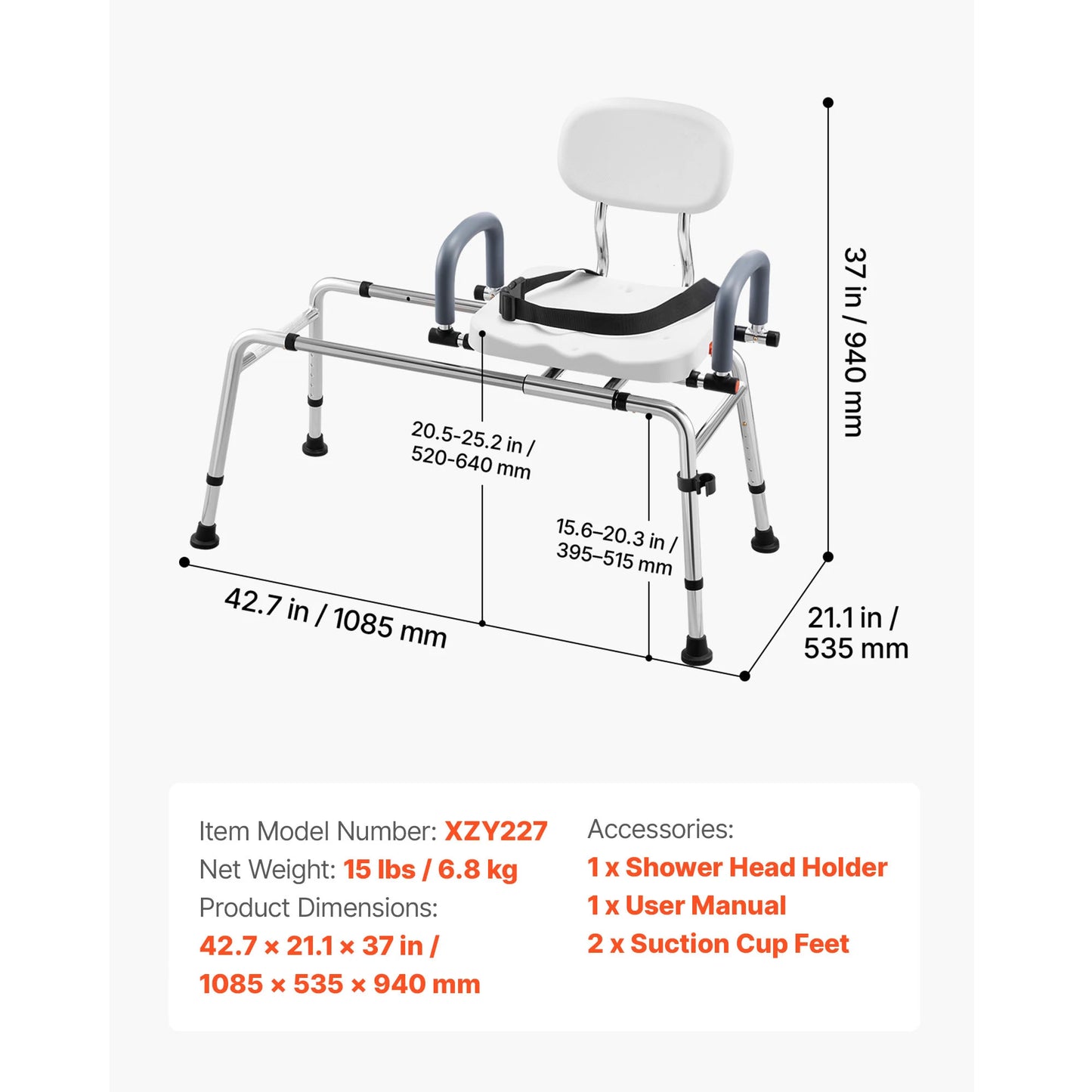 SucceBuy Swivel Shower Chair With Arms And Back For Bathroom