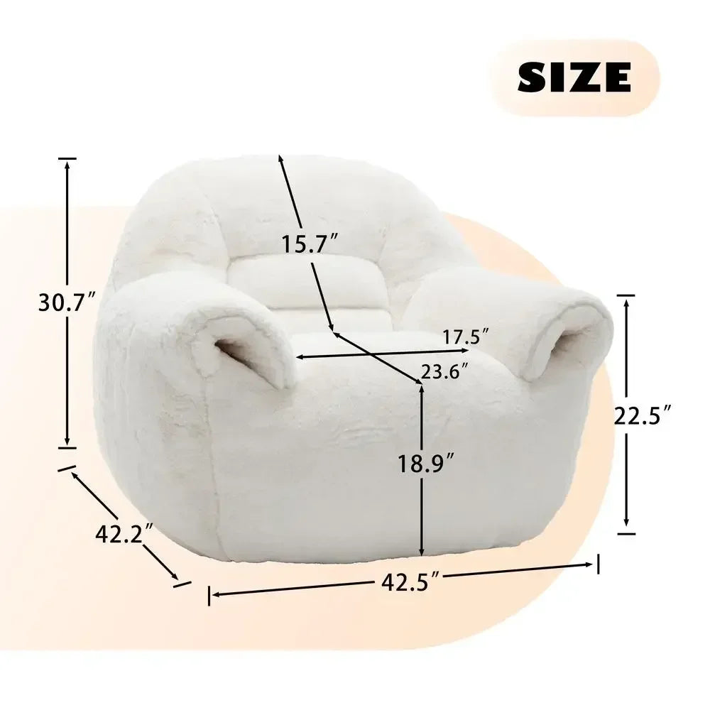 Bean Bag Chair Sofa With Back Support Faux Fur For Adults And Kids