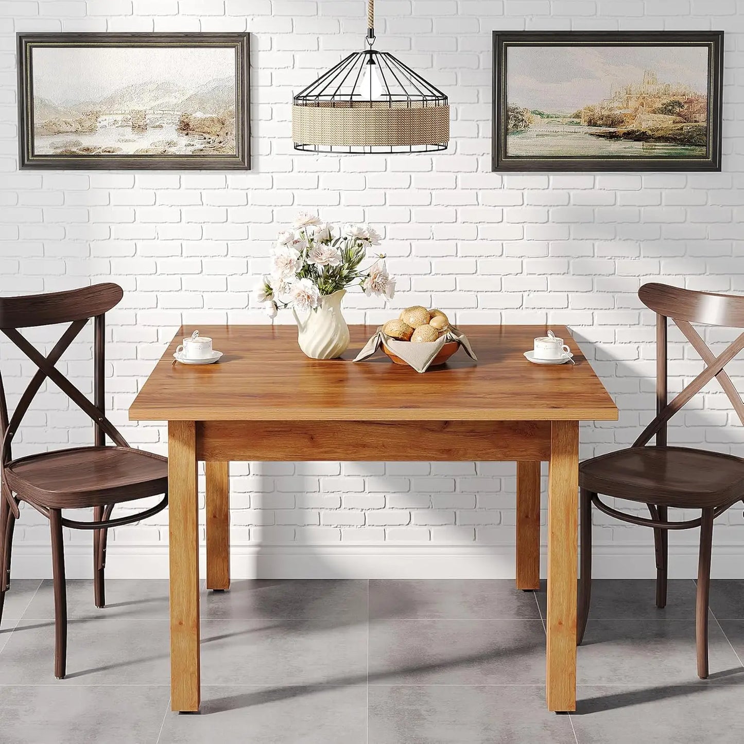 Tribesigns Wood Dining Table Farmhouse Kitchen Table For Four