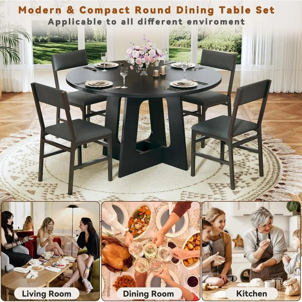 Ticify Round Dining Table Set For Four Seats
