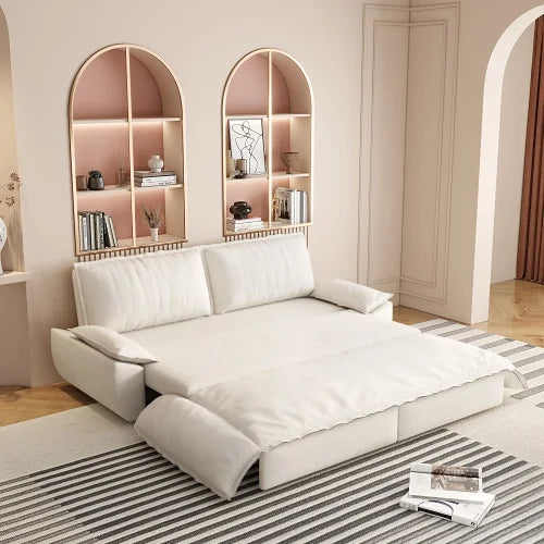 Convertible Velvet Sleeper Sofa Bed With Pull Out Design