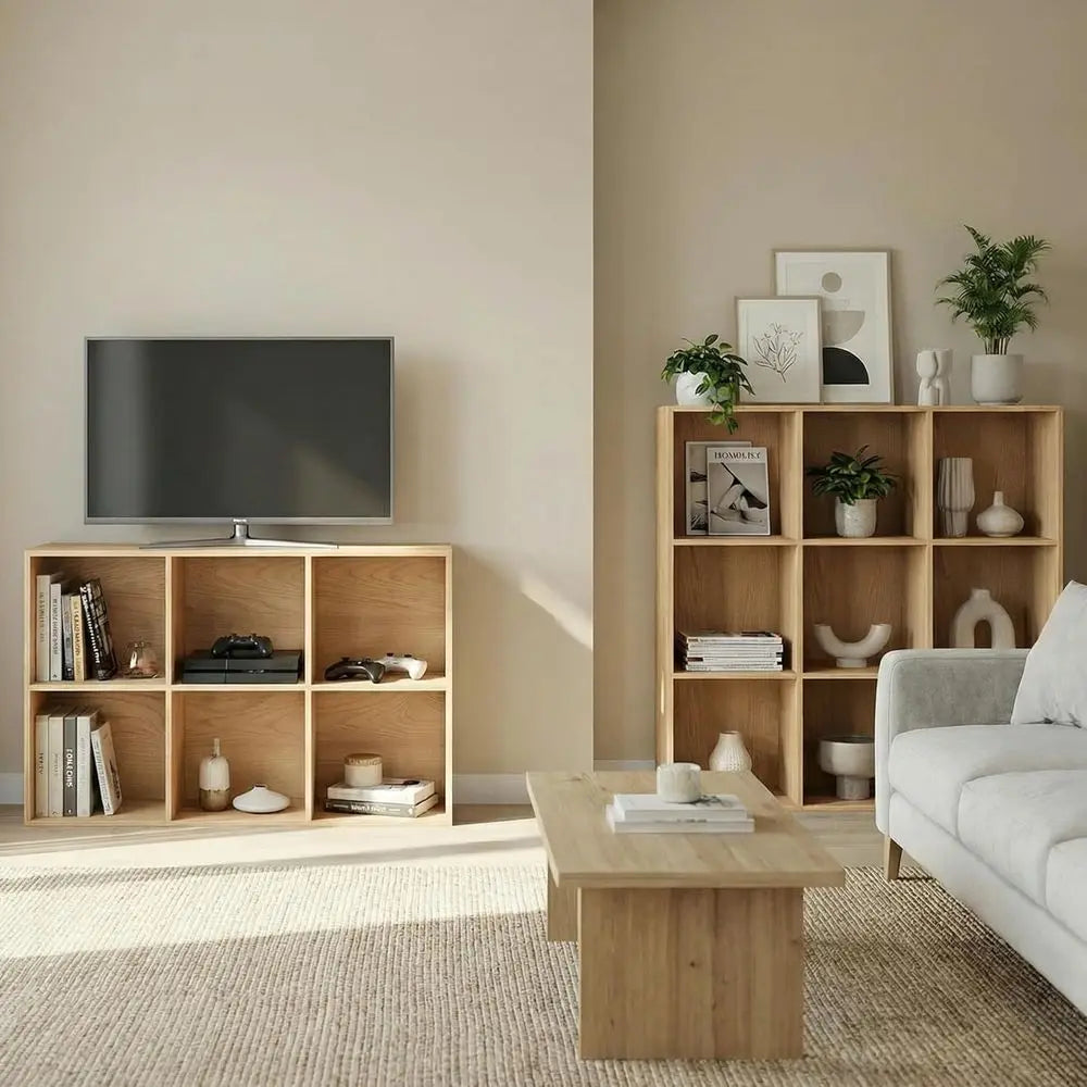 12 Cube Wooden Storage Organizer With Reversible Shelves And Back Panel