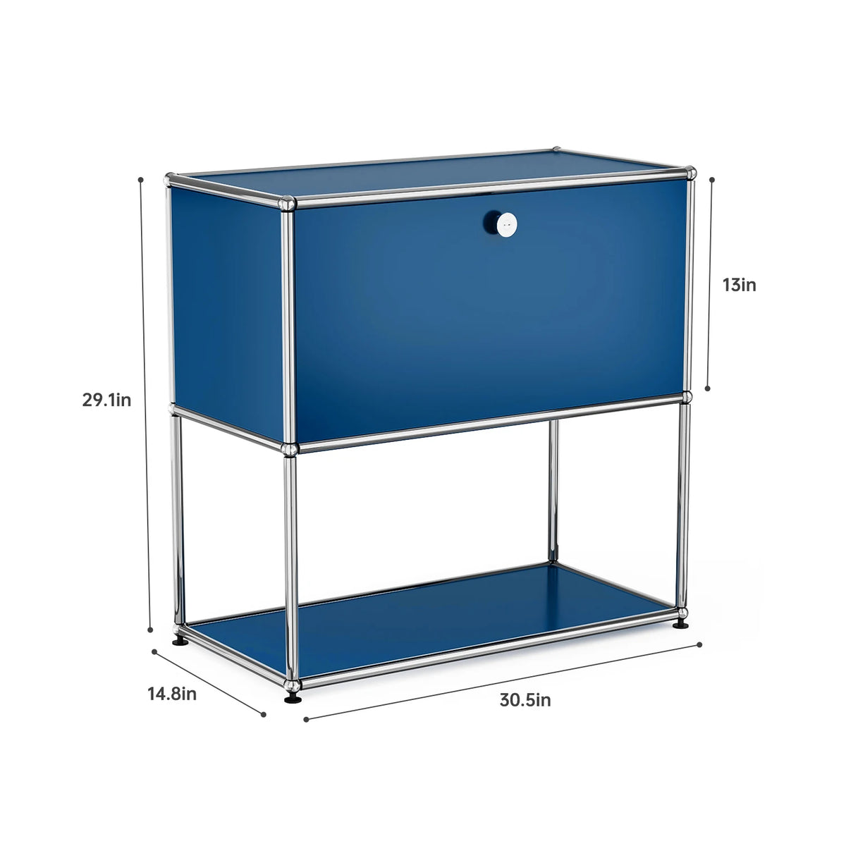 Modern Modular Metal Nightstand With Two Tier Open Storage Cabinet