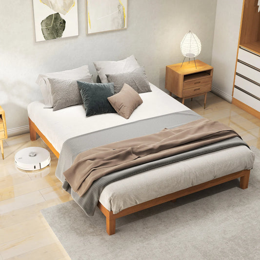 JHK Solid Wood Bed Frame With Sturdy Slat Support EcoFriendly