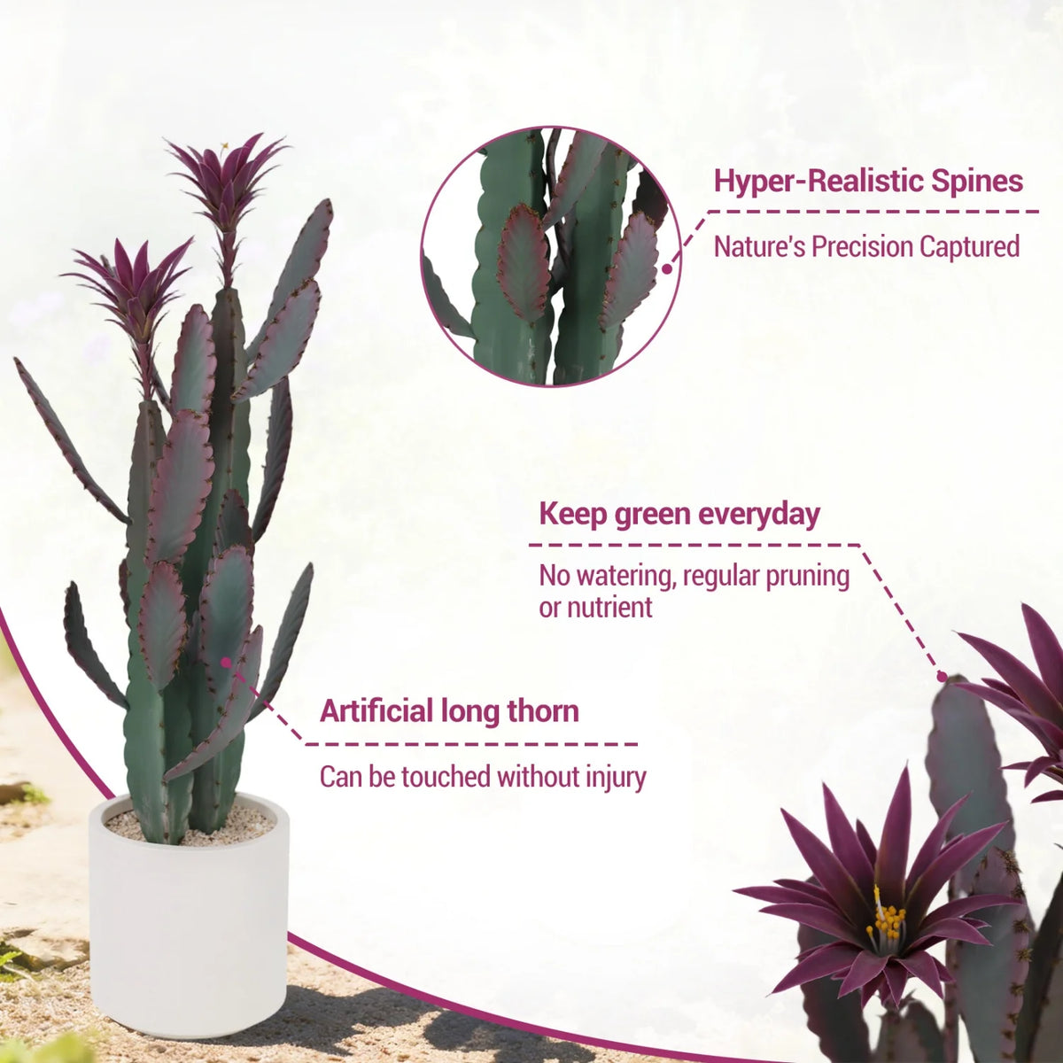 HiMISS Artificial Cactus Potted Plant Faux Desert Home Decor