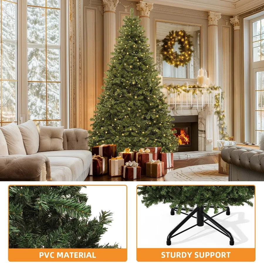 Uforic Pre-Lit Artificial Christmas Tree with Warm Lights for Home and Party