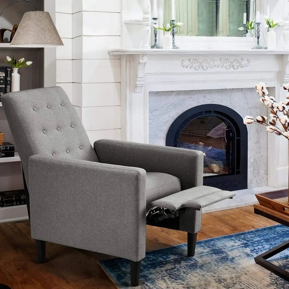 Fabric Recliner Chair With Adjustable Back And Footrest