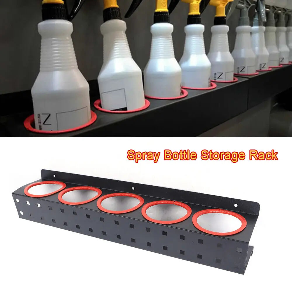 Wall Mounted Spray Bottle Rack Five Hole Car Detailing Organizer