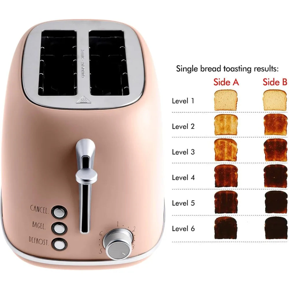 Retro Style Toaster With Wide Slots Bagel Defrost Tray