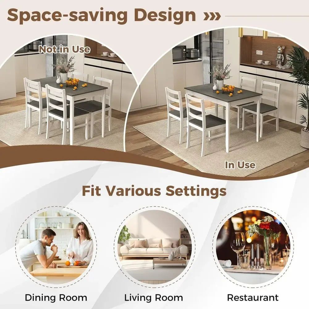 XMSJ Dining Table Set For 4 Modern Wood Kitchen Dinette