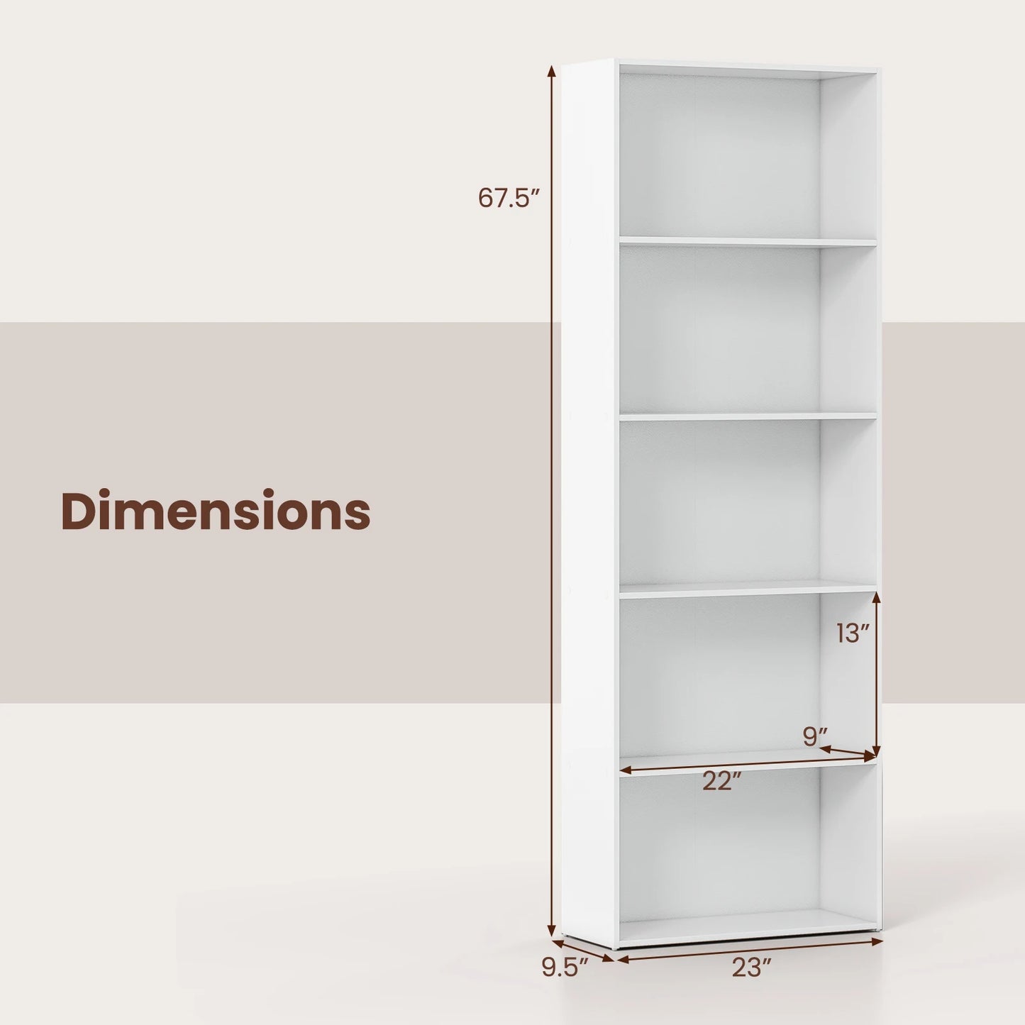 HOMASIS 5 Shelf Storage Bookcase Modern Multi Functional Display Cabinet