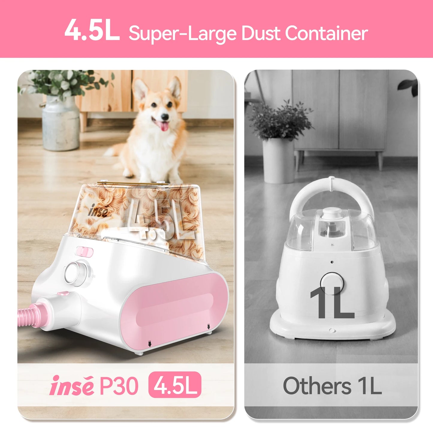 INSE P30 Pet Grooming Kit 5 In 1 Ultra Low Noise Vacuum