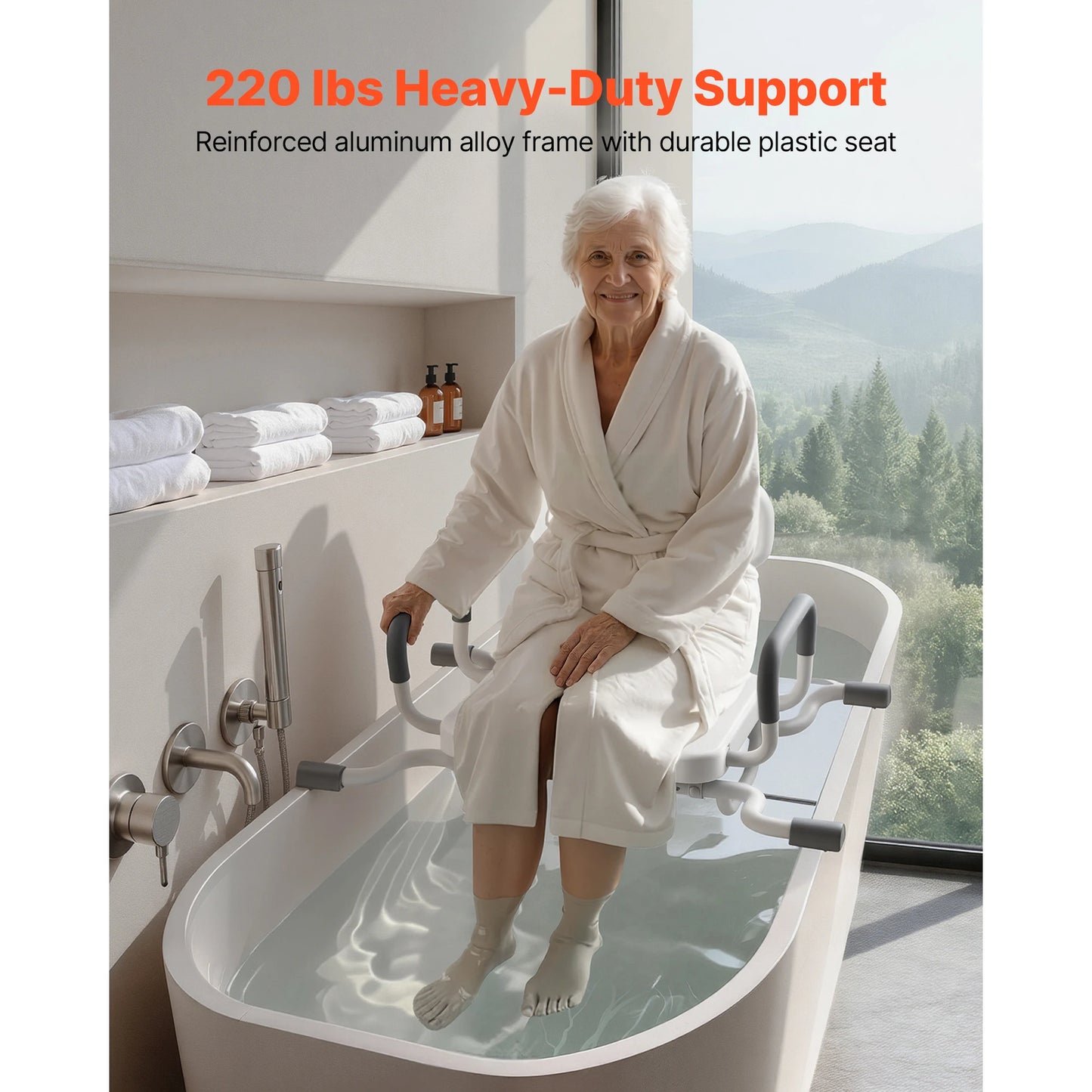 SucceBuy Swivel Shower Chair With Arms And Back For Bathroom