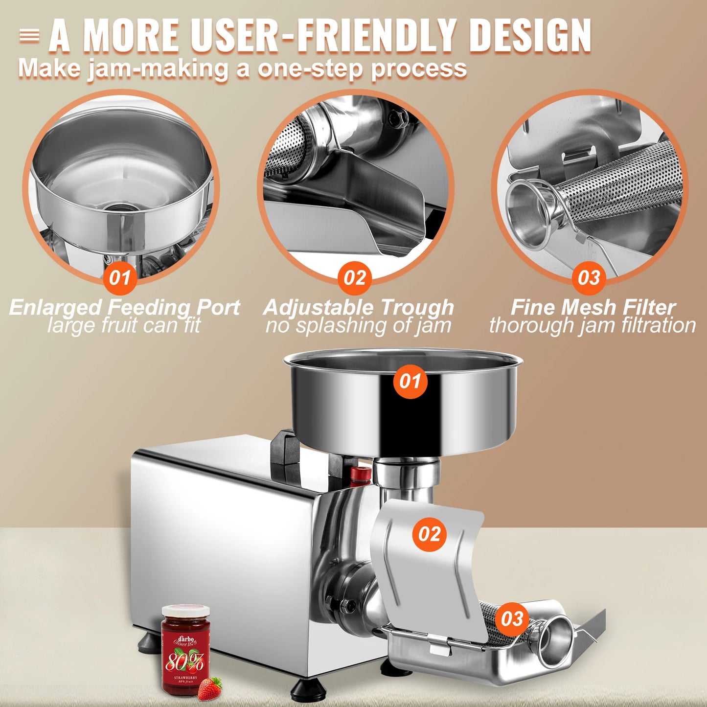 VEVOR Electric Fruit Press Strainer Machine 90 To 160 KgPerHour