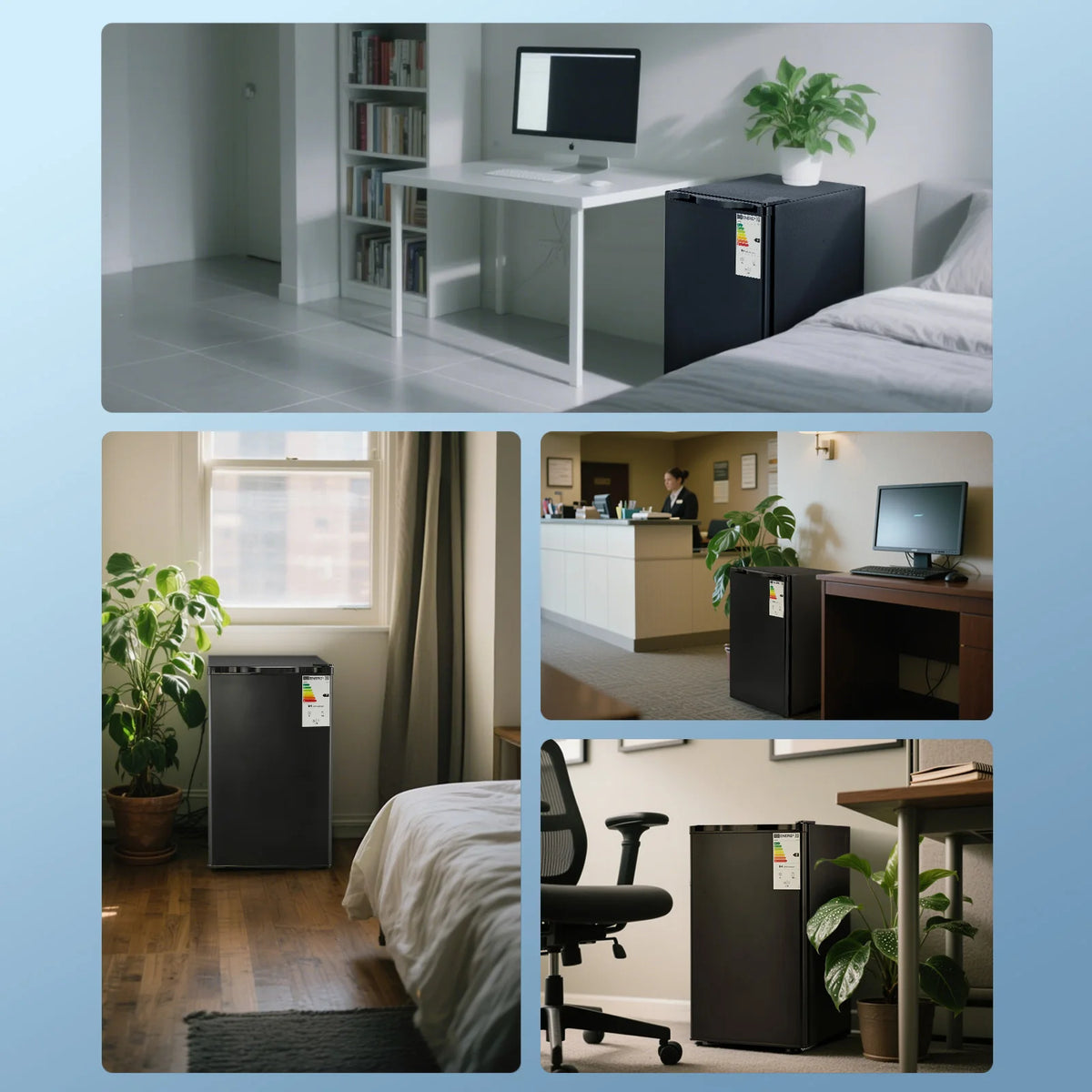 FOHERE Mini Refrigerator With Freezer And Adjustable Thermostat for Home and Office