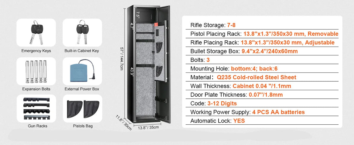 SucceBuy Gun Safe Digital Keypad Lock Rifle Pistol Storage Cabinet