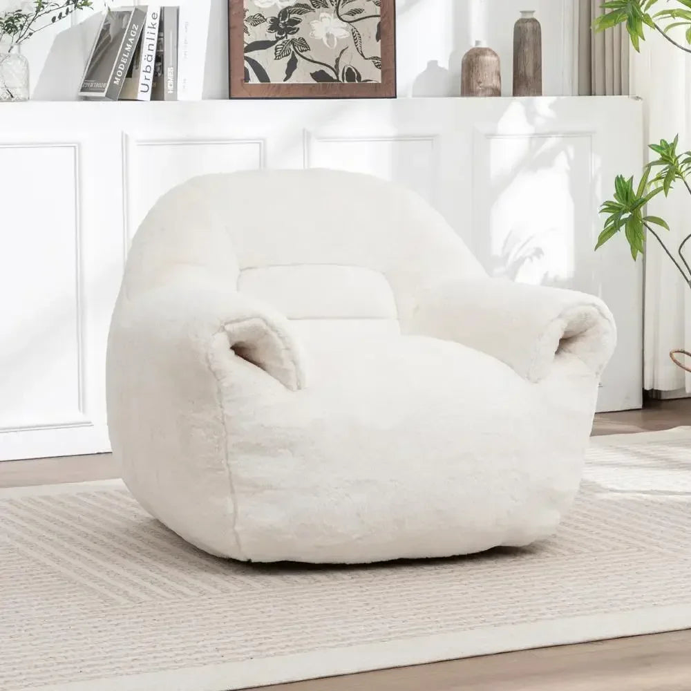 Bean Bag Chair Sofa With Back Support Faux Fur For Adults And Kids