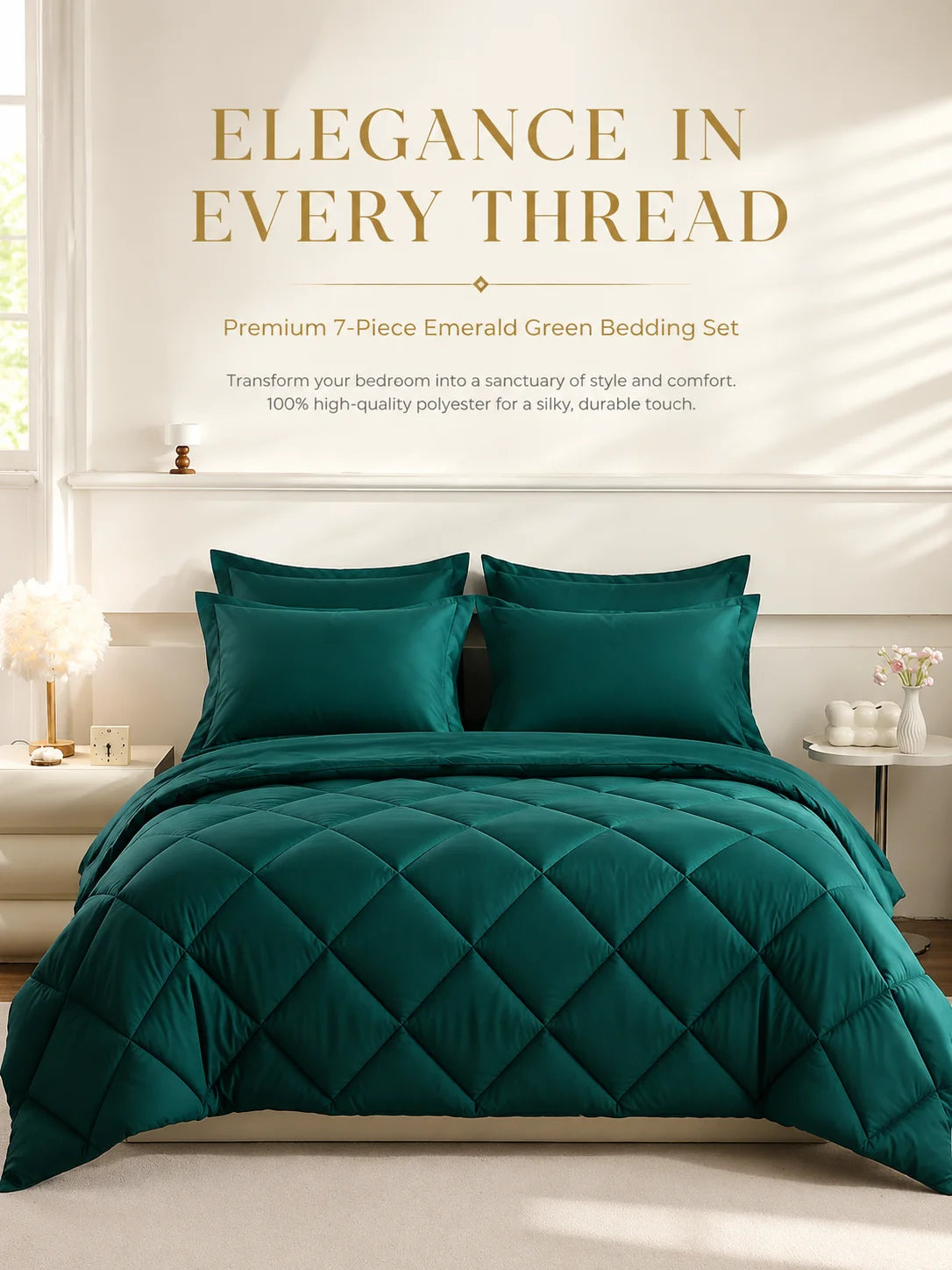 EasYum Brushed Polyester Quilted Bedding Set With Sheets